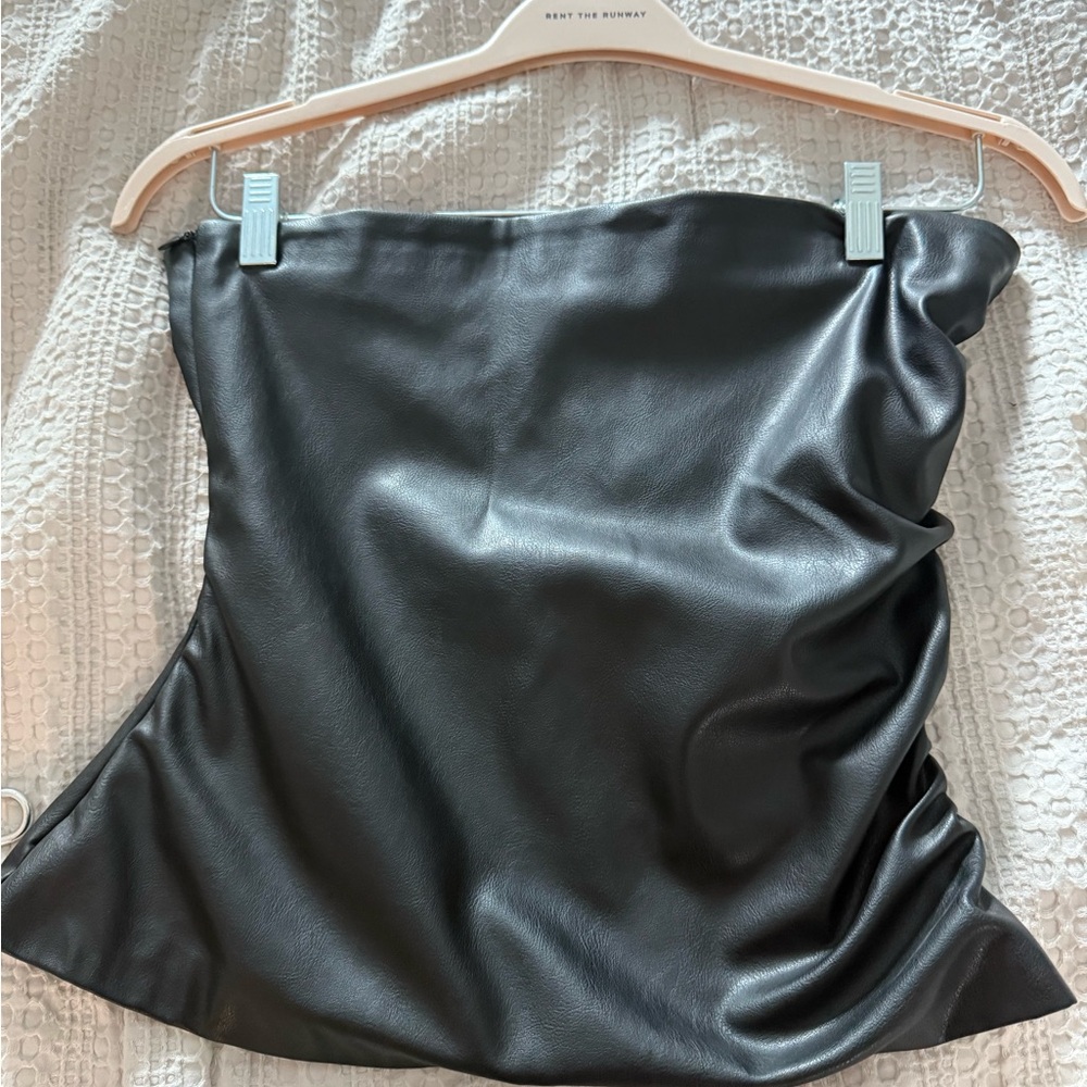 Zara Black Faux Leather Top